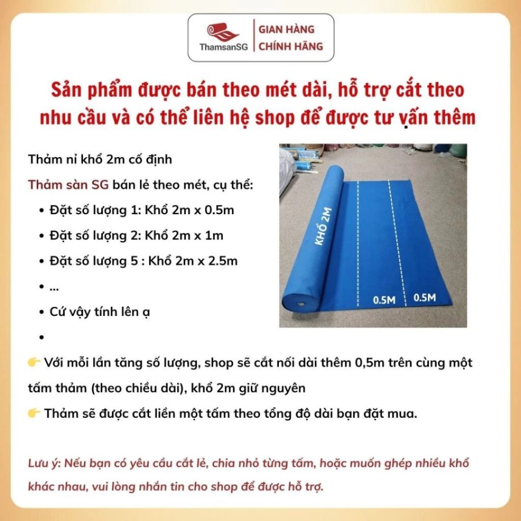 Quy cách bán thảm nỉ